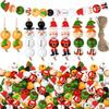 Christmas Snowman Wooden Beads Set DIY Xmas Tree Hanging Pendants Winter Santa Ornaments Creative Handmade Wood Loose Bead Decor