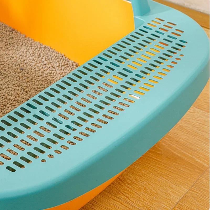 Extra Large Semi Closed Cat Litter Box - Pet Bedpan Potty Toilet, Suitable for Medium Large Cats Rabbits & Small Animals