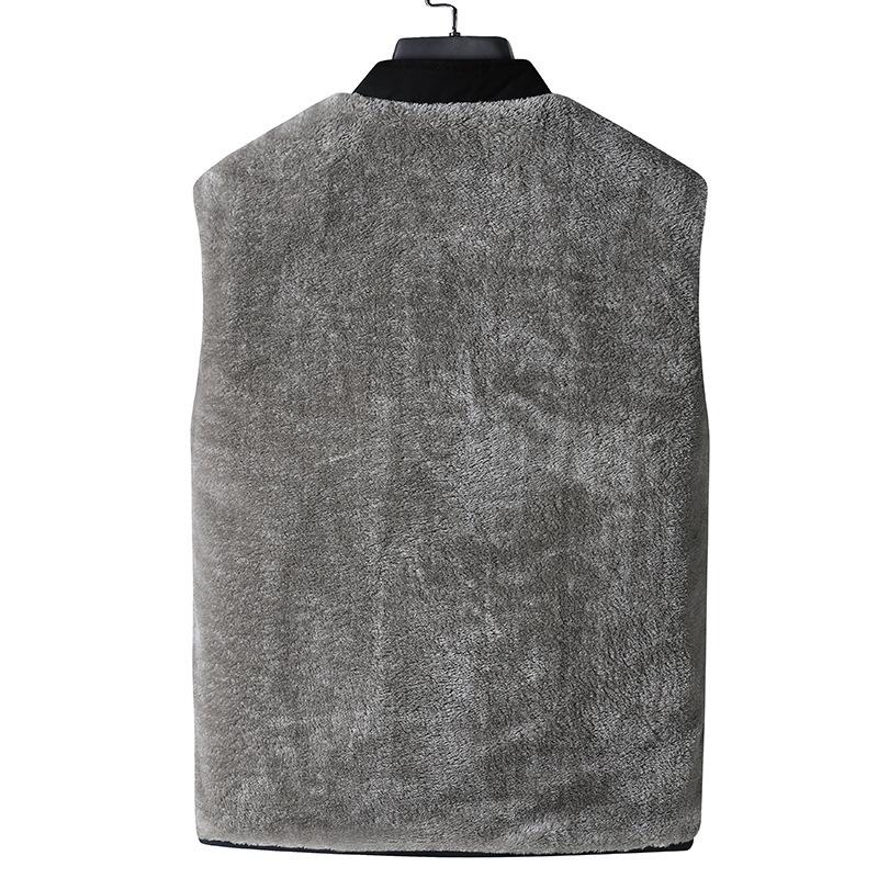 New Autumn and Winter Middle-aged Men's Plus Velvet Thick Jacket Stand Collar Middle-aged and Elderly Jacket Warm Plus Velvet Business Top