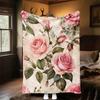 1PC Rose LaceOutdoor Flannel Blanket - Soft Plush Decor for Picnics, camping, Bedroom, Playroom, Office, or Lunch Break 1337A