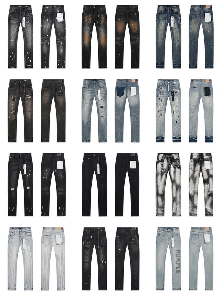 European and American Purple Slim Men's Trendy Light Luxury Elastic Jeans