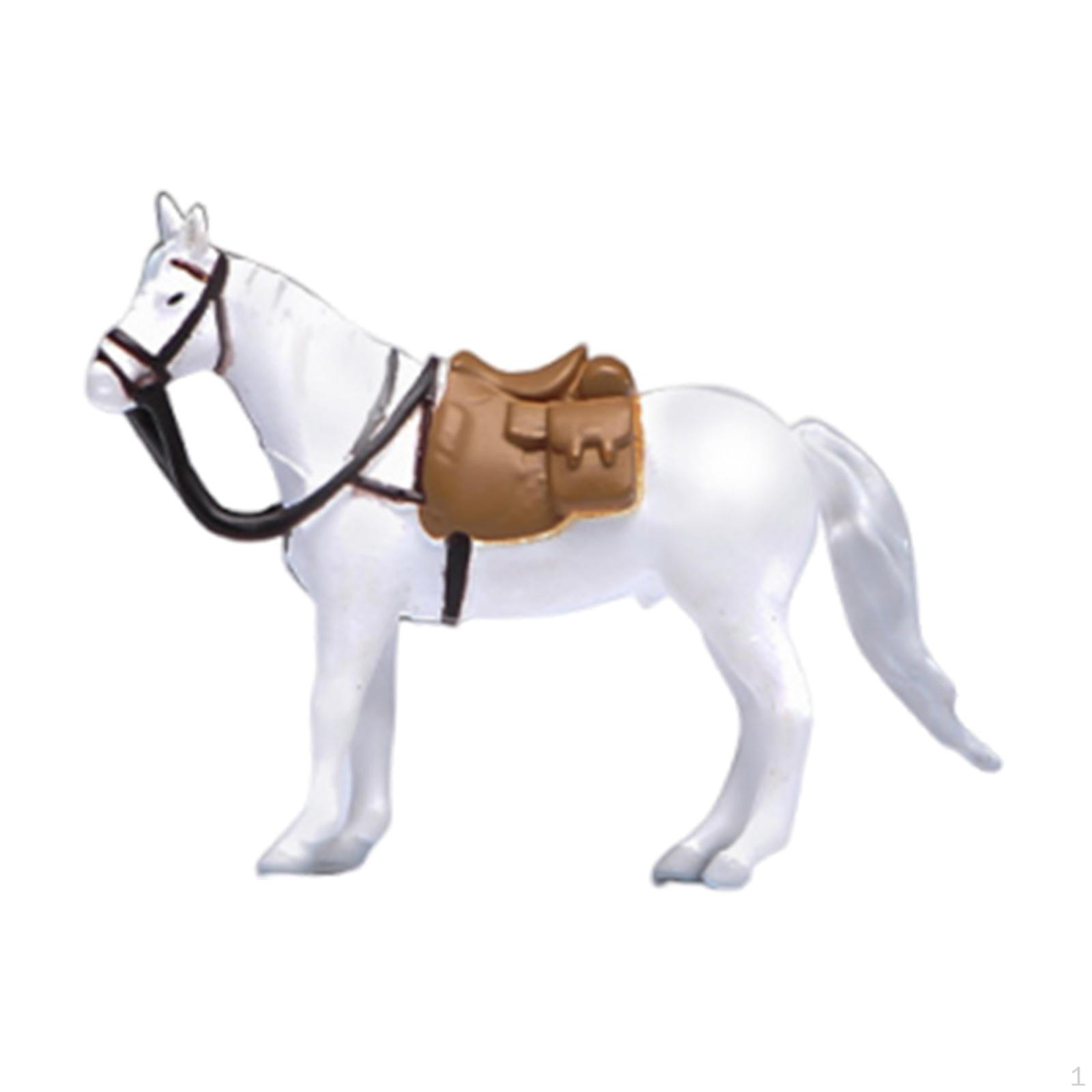 

1/64 Horse Model Farm Animal Figure DIY Layout Simulation Painted Tiny Figurine Resin белый