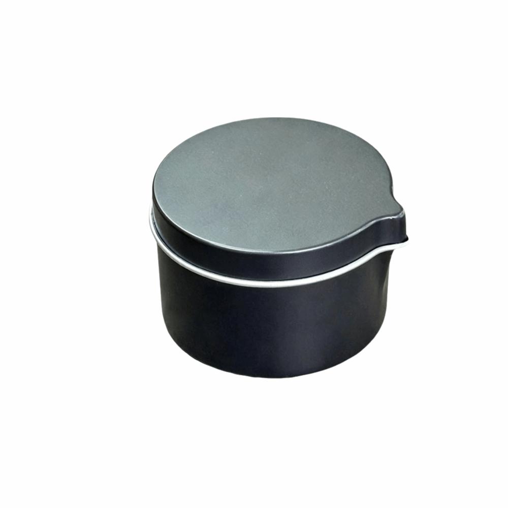 With Spout Round Candle Container Black Silver Color Empty Storage Can Metal Tin Aromatherapy