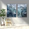 Abstract Blue Green Gold Lines Wavy Geometric Poster New Chinese Canvas Print Painting Modern Wall Art Home Decoration Picture