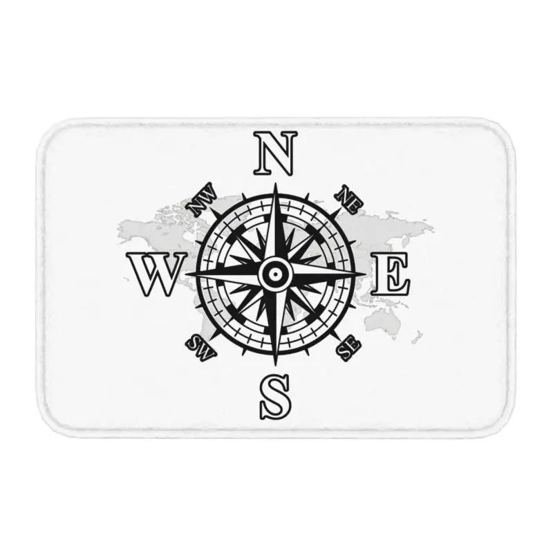 Custom Vintage Nautical Compass Doormat Non-Slip Entrance Kitchen Bath Mats Captain Anchor Boat Living Room Rug Carpet Footpad