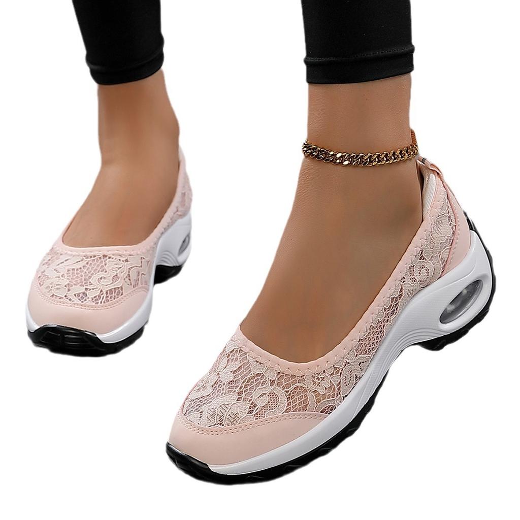 Large Size Women's Shoes Rocking Shoes Summer Lace Women's Shoes Rocking Shoes Sports Mesh Muffin Mesh Single Shoes