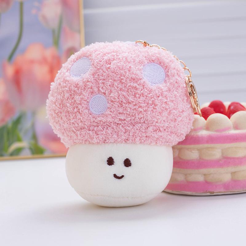 10CM Cute Small Mushroom Plush Toy Creative Stuffed Pendant Doll Colour Mushroom Keychain For Kids Girls Holiday Gifts Bag Decor