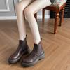 Chelsea Short Boots for Women with Hand-grabbing Leather Thick-soled Retro British Style Autumn and Winter Style Elastic One-foot Boots