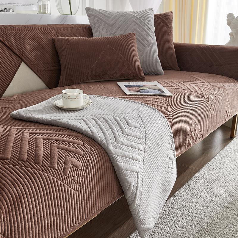 

Sofa Cushion Four Seasons Universal Non-Slip Sofa Cover Short Plush Leather Cushion Cover Cloth Cover Modern Simple Thickened 70*70cm