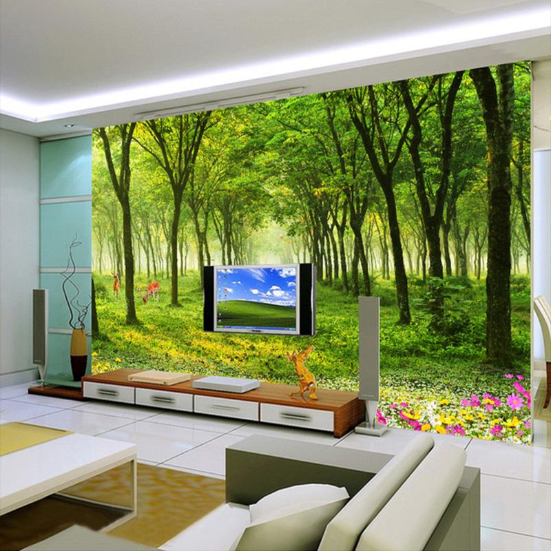 Any Size Mural Wallpaper 3D Nature Scenery Green Tree Wall Paper Living Room TV Sofa Background Wall Murals Decor