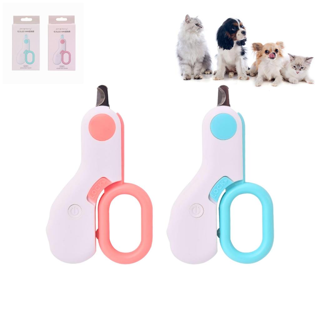 קוצץ ציפורניים מקצועי לחתולים עם LED לחיות מחמד לכלבים וציוד טיפוח עם להבי נירוסטה בטיחותיים נמוכים, בסגנון מספריים, קל,