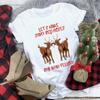 Women's Crew Neck Short Sleeve Graphic Print Christmas T-Shirts Loose Fit Casual Tees