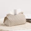 Tissue Box PU Leather Tissue Holder Smooth Dispensing Decorative Paper Towel Case Simple Style Organizer for Home Office Desktop
