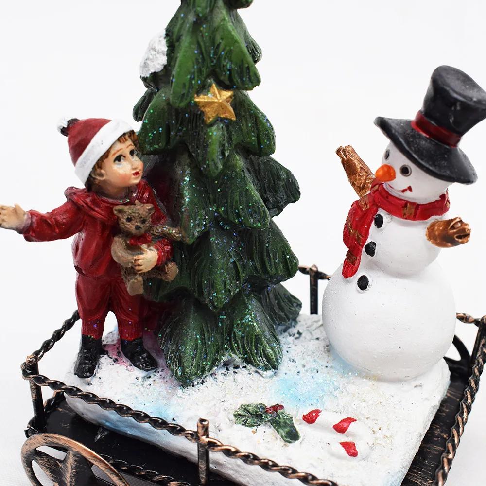 Rękodzieło z żywicy Zestaw trzech elementów Pociąg Świętego Mikołaja Bałwan Ozdoba choinkowa Dekoracja biurowa i domowa