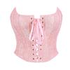 Strapless Floral Jacquard Corset Top, Front Lace Up Boned Waist Trainer Bustier For Outerwear Layering