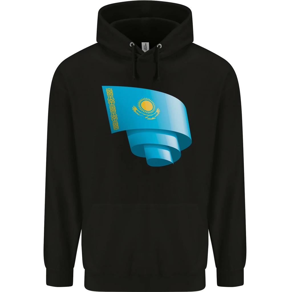 Curled Kazakhstan Flag Kazakh Day Football Childrens Kids Hoodie