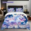 Biancheria da letto con unicorno da sogno, copripiumino, federa, decorazione per la casa, regalo di compleanno (1 * copripiumino+2 * federe, senza imbottitura)