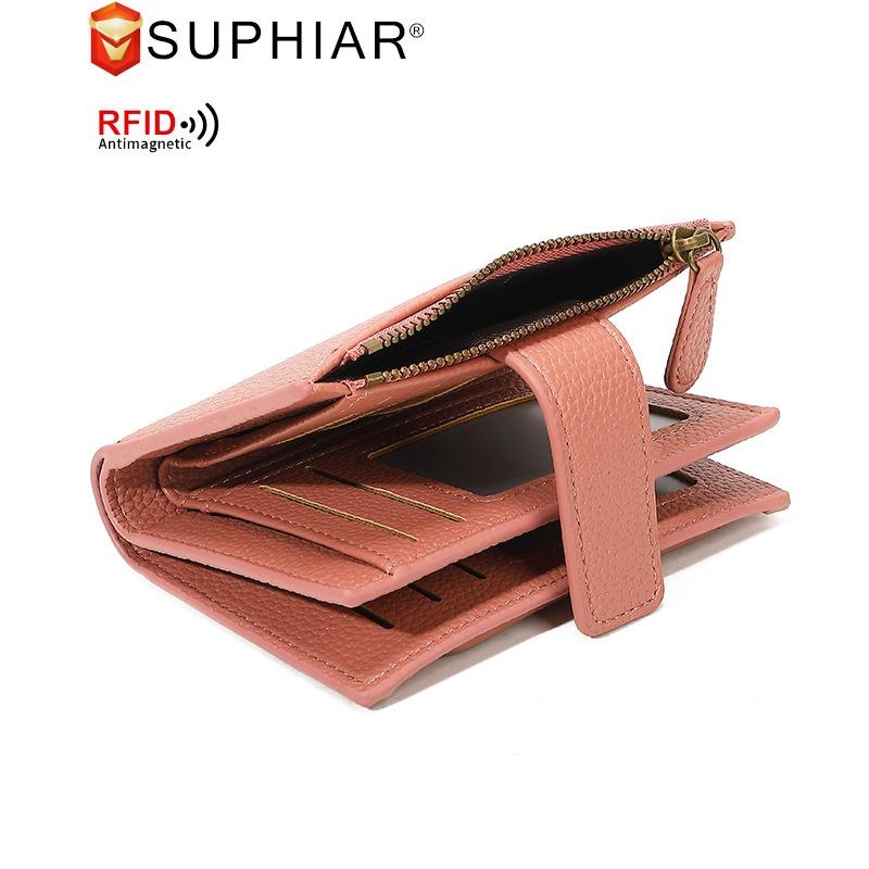Hot-selling leather zipper change bag card bag integrated, simple anti-theft brush new women's wallet