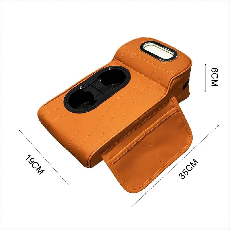 Car Center Console Armrest Box Cushion Pad with Dual Cup Holder Tissue Box Storage Organizer Accessories
