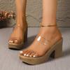 2026 New Tendencia Dress Sandals for Women Low Heel Ladies Summer Transparent Soft Bottom Outside Wear Thick-soled Slippers