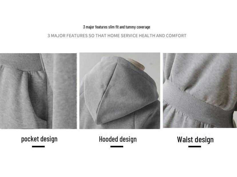 Autumn & Winter Plus Velvet Hoodie Dress: Ankle-Length, Waist-Cinched, Plus Size, Slimming Fit for Super Fairy Students