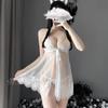 Erotic Lingerie Halter lace nightdress Sexy See-through Seductive Uniform Set for export one piece with hair strap 8037