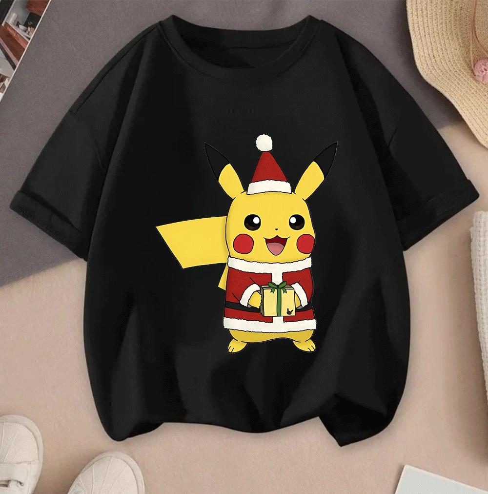 2026 Summer Pikachu 2D Cartoon Print Short Sleeve Tops Teen Casual Fashion Tees Hot Sale