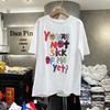 Colorful Letters Smiling Face Print Graffiti Short-sleeved T-shirt for Women In Summer Updated Stylishable Base Blouse