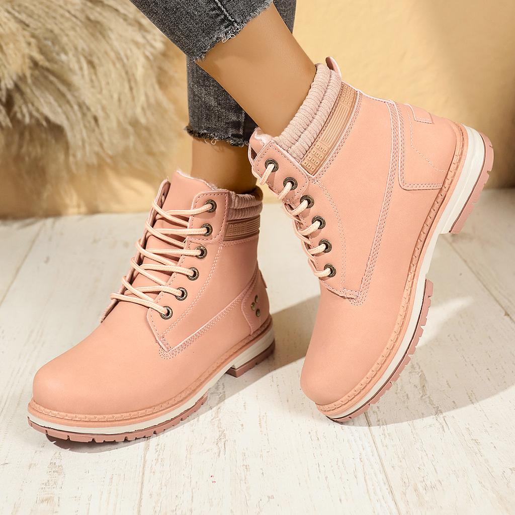 Autumn and winter new pink Martin boots for women, casual shoe size pu leather women's short boots versatile women's shoes