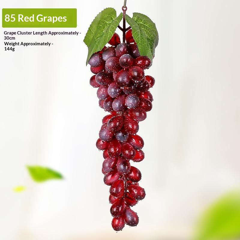 1Pcs Realistic Plastic Artificial Grapes Bunches Simulation Fake Fruit with Leaves for Vintage Home Decor Party Table Display