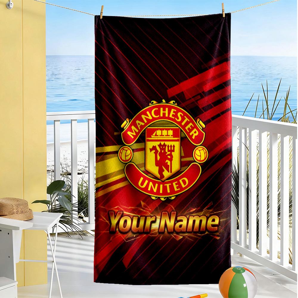 Manchester Customize Text Beach Towel Quick-Dry Soft Microfiber