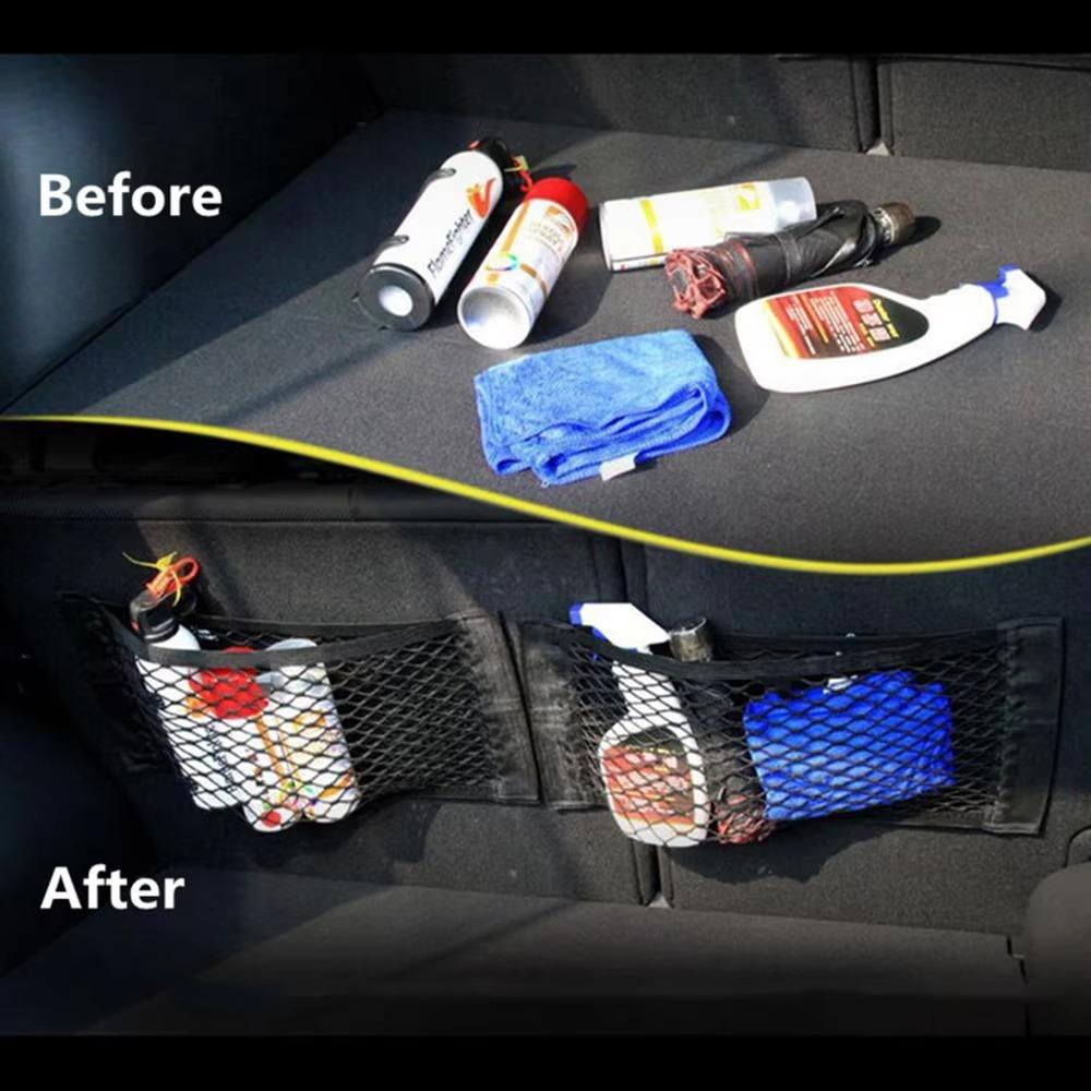 Stretchable Car Storage Net Elastic Seat Back Storage Bag New Car Trunk Storage Bag  Seat Back