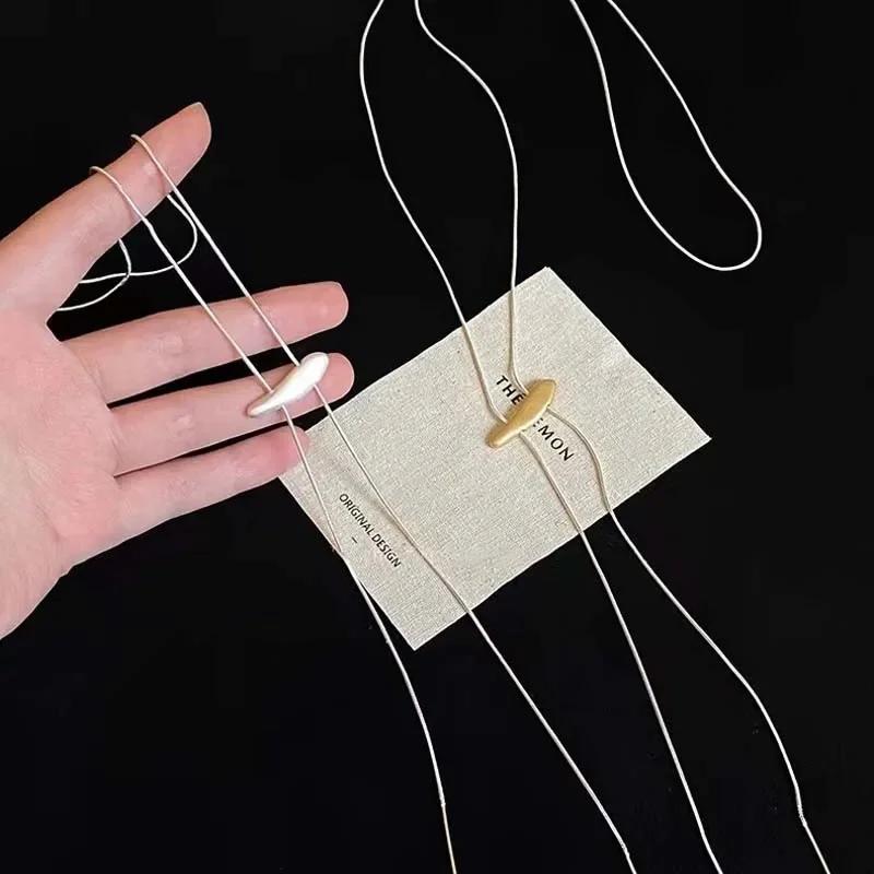 Fashion Metal Long Pull Necklaces for Women Luxury Elegant Silver Color Matte Snake Bone Chain Necklace Jewelry Accessories Gift