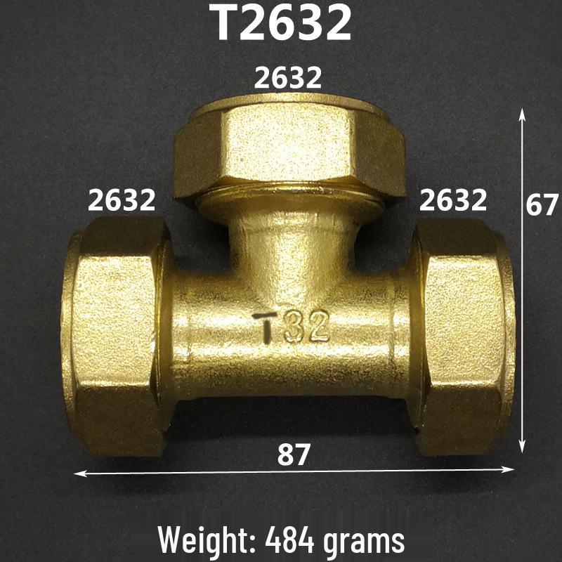 Aluminium-Kunststoffrohr Kupfer T-Stück Fitting: Reduziergewindegrößen 1216, 1418, 1620, 2025, 2632, 4, 6 Punkte.