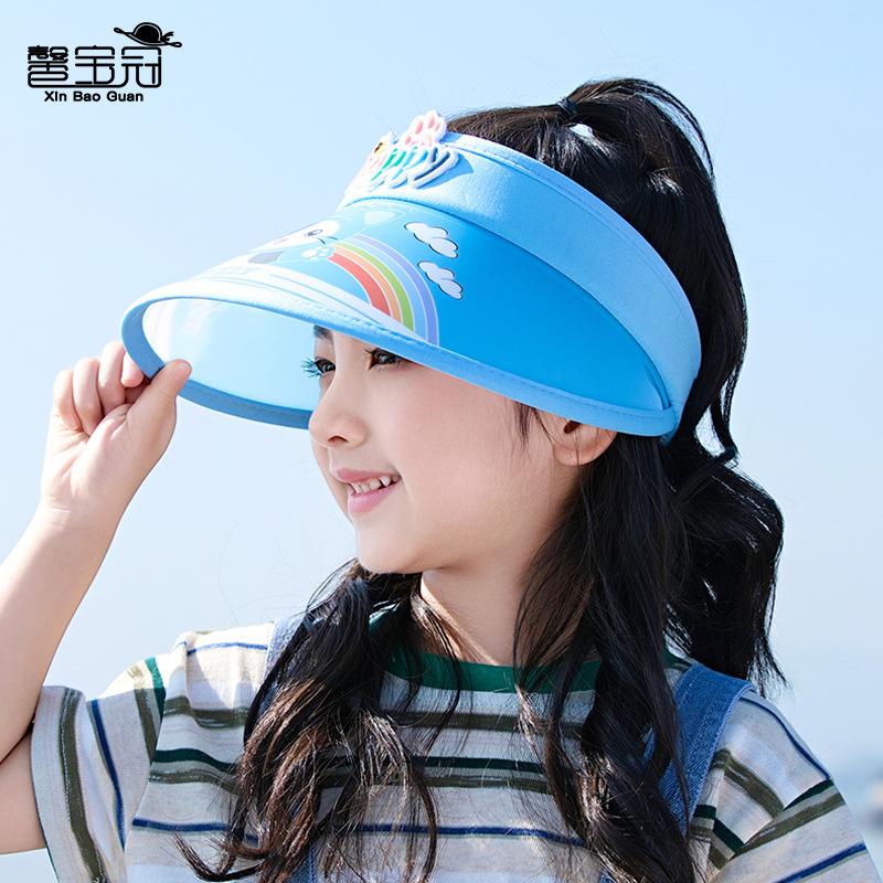 1133 children's hats summer boys and girls outdoor sun protection visor cartoon cat big brim empty top sun hat