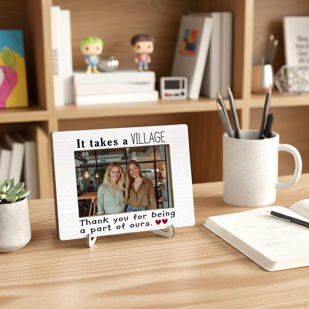 It Takes a Village Thank You Gifts Picture Frame 4x6, Thank You Picture Photo Frames for Desk Tabletop Decor, Appreciation Boss Gifts for Friends