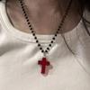 Gothic Crucifix Necklace Retro Choker Religious Clavicle Chain Cross Pendant Jewelry Stylish Pearl Beaded Ornaments