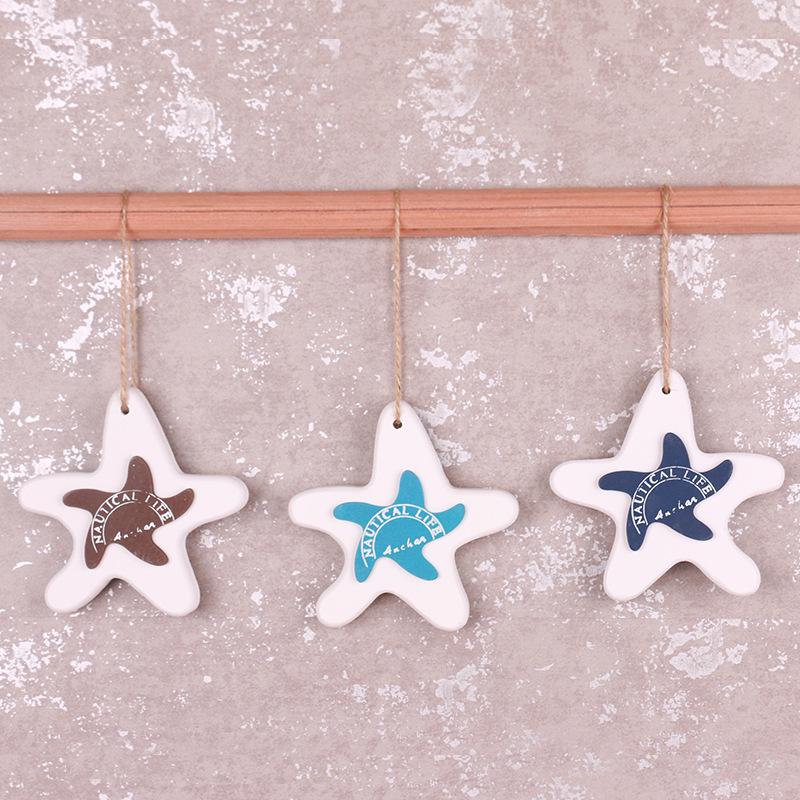 3Pcs/Lot Wooden Starfish String Mediterranean 5 Kinds of Decorative Fish Seahorse Dolphin Shell Hanging Ornament