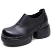 Fashion GKTINOO 2025 Spring Autumn Thick Sole Genuine Leather Shoes Comfortable Wedges Handmade Retro Women Shoes Slip On Pumps
