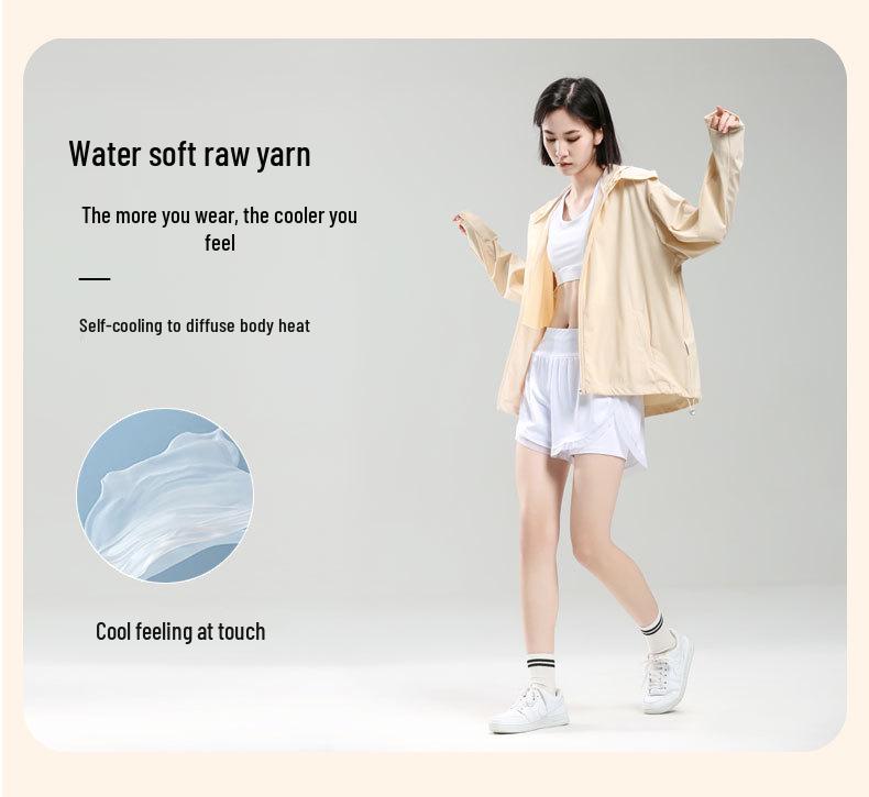 Women's Anti-UV Ice Silk Hooded Windbreaker - Breathable, Elastic, and Sun-Protective Summer Jacket for Climbing