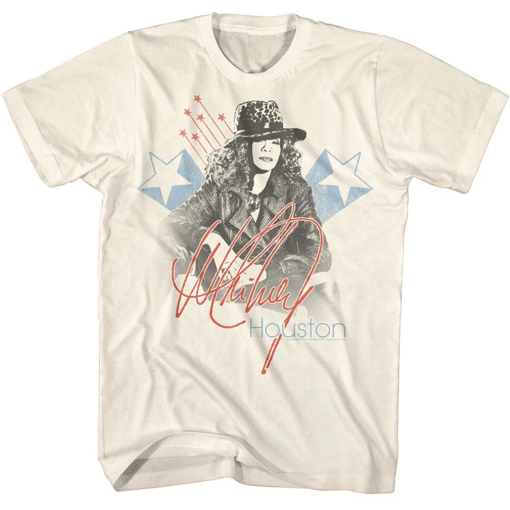 Whitney Houston With Hat Americana Style Men s T Shirt R & B Pop Music Merch XL
