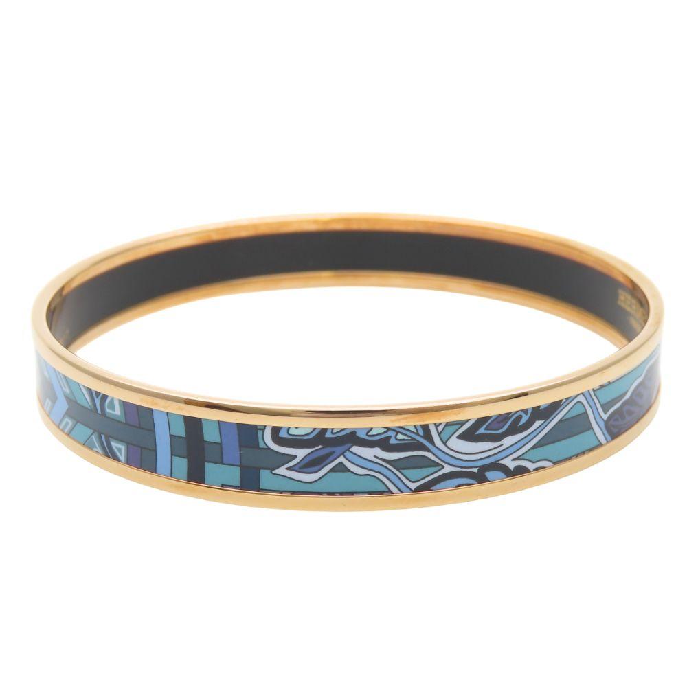 Used HERMES bracelet Emaille PM metal 22.2g blue purple Gold Plated