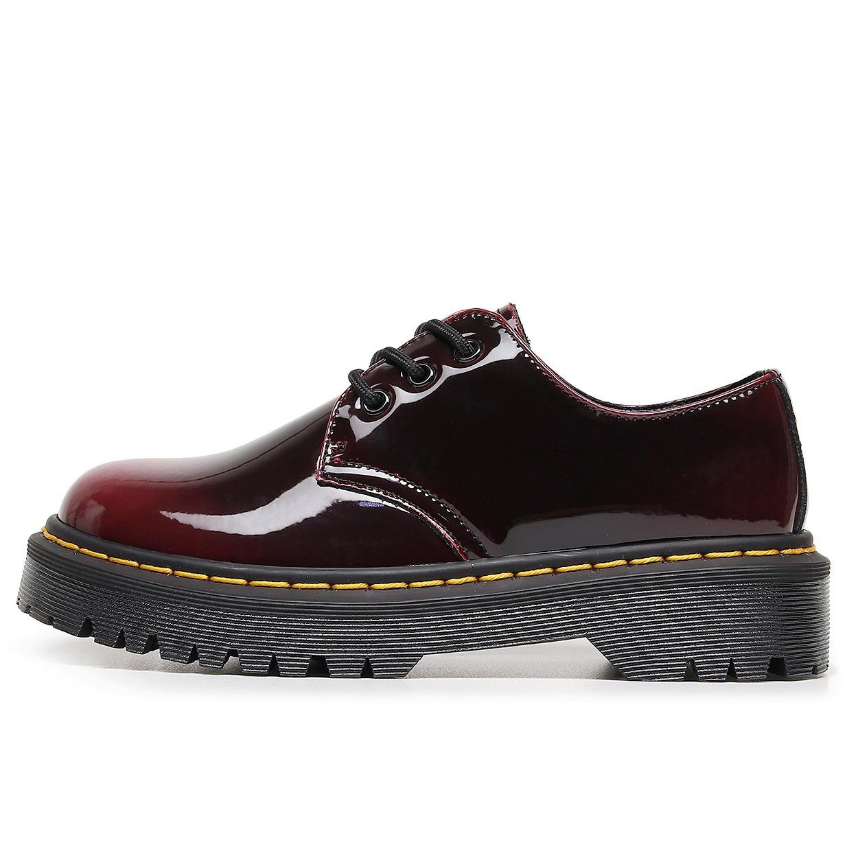 

Женские туфли на средней и толстой подошве с маленьким отверстием, мужские низкие кожаные туфли, меняющие цвет, зеленые с круглым носком, повседневные студенческие маффины на короткой подошве 35