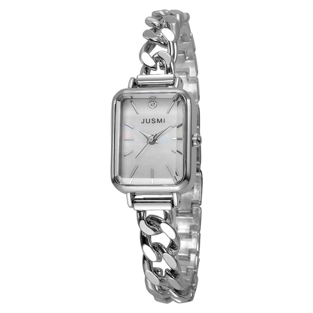 Fashionable Simple Square Dial No Number Alloy Women's Quartz Watch Set with Diamond Bracelet 5 Piece Set for Christmas and Than