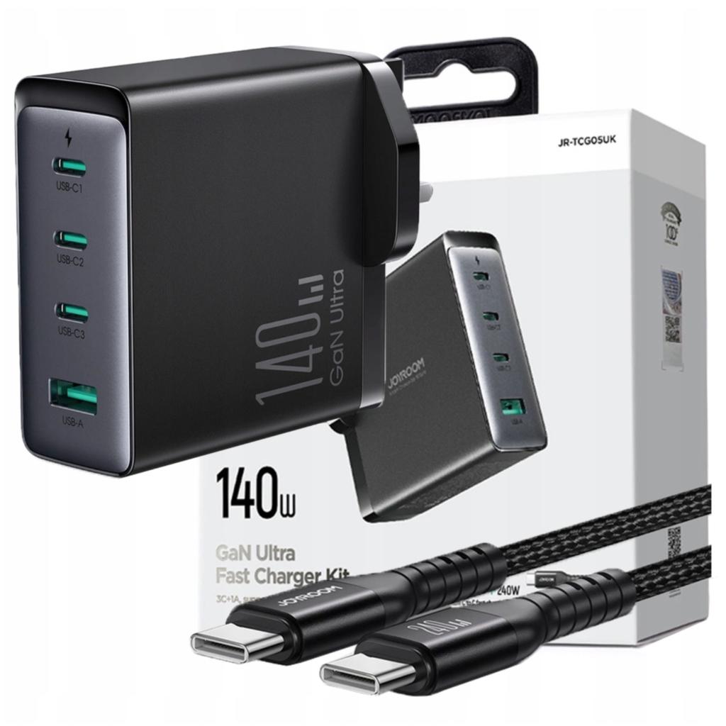 Ładowarka Gan Uk Joyroom Jr-Tcg05Uk 140W 3X Usb-C Usb-A + Kabel Usb-C / Usb-C 240W 1.2M