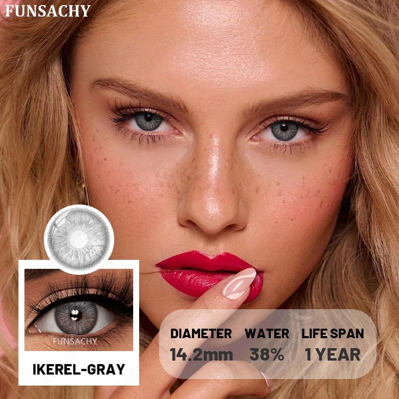 Funsachy 1 Pair Natural Brown Eye Color Contact Lenses Grey Lens High Quality Student Annual Beauty Cosmetics