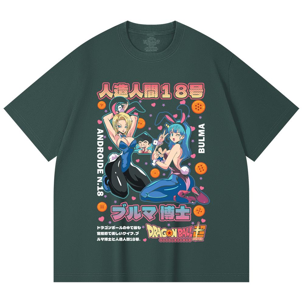 230 Gsm 100% Cotton Dragon Ball V26 Bulma Android Print Unisex Heavy Cotton T Shirt