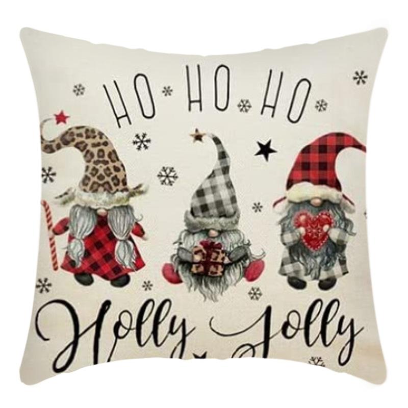 New Christmas Pillowcase Linen Digital Printed Short Plush Christmas Pillowcase Cushion Cover