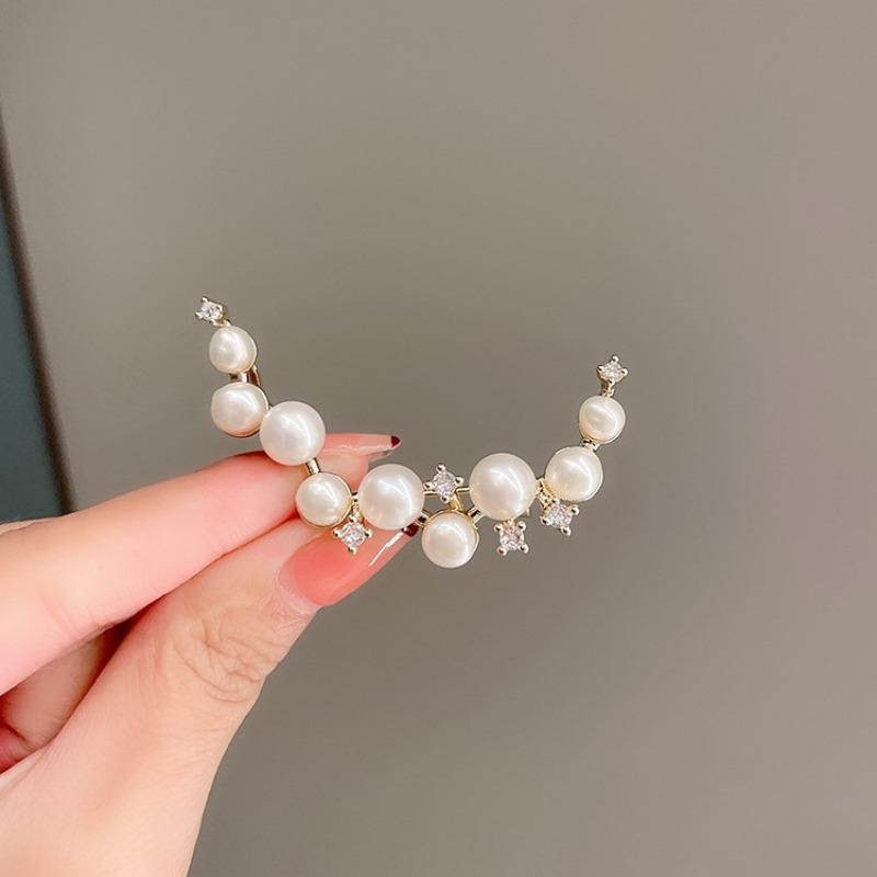 Elegant perlesigd-brosje for kvinner High-end enkel og allsidig dresskorsasje Antirefleks låsepinne tilbehør