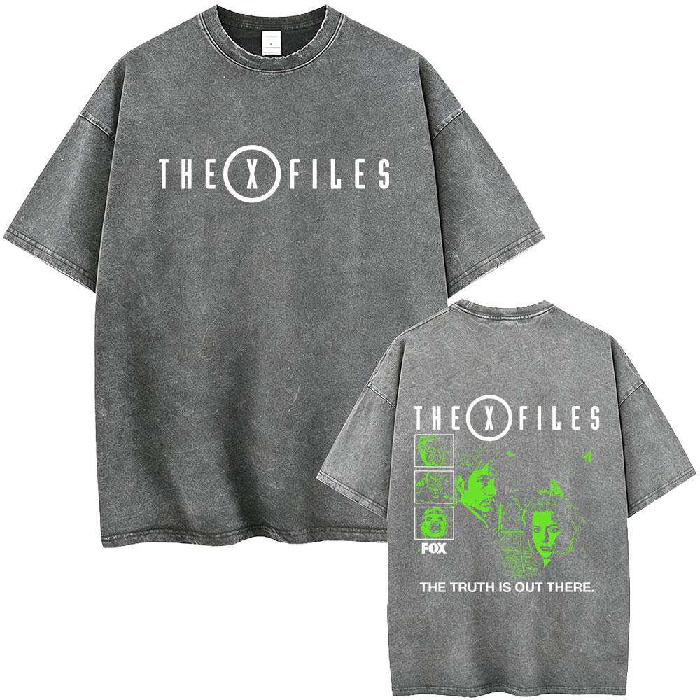 Washed Vintage Movie The X Files All The Taglines The Truth Is Out There Graphic Tshirt Mens Women Casual Cotton Retro T Shirt